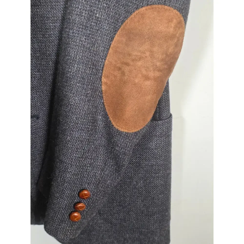Stafford Vintage USA Made Wool Tweed Blazer Suede Elbow Patches 42L